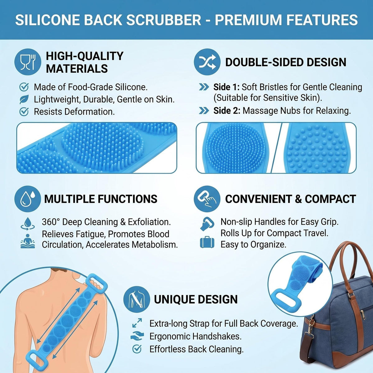 🛁Silicone Bathing Scrubber Belt for Men & Women